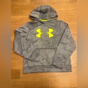 Under Armour Kids Hoodie with Gray Stripes and Yellow Logo Size Youth Small